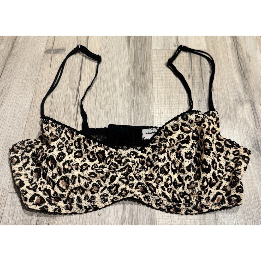Intimately Free People 36C Beige/Black Leopard Lace Underwire Balconette Bra
